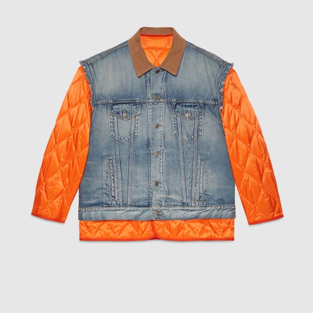 size 48 M - Gucci Reversible Denim Ripstop Jacket Orange